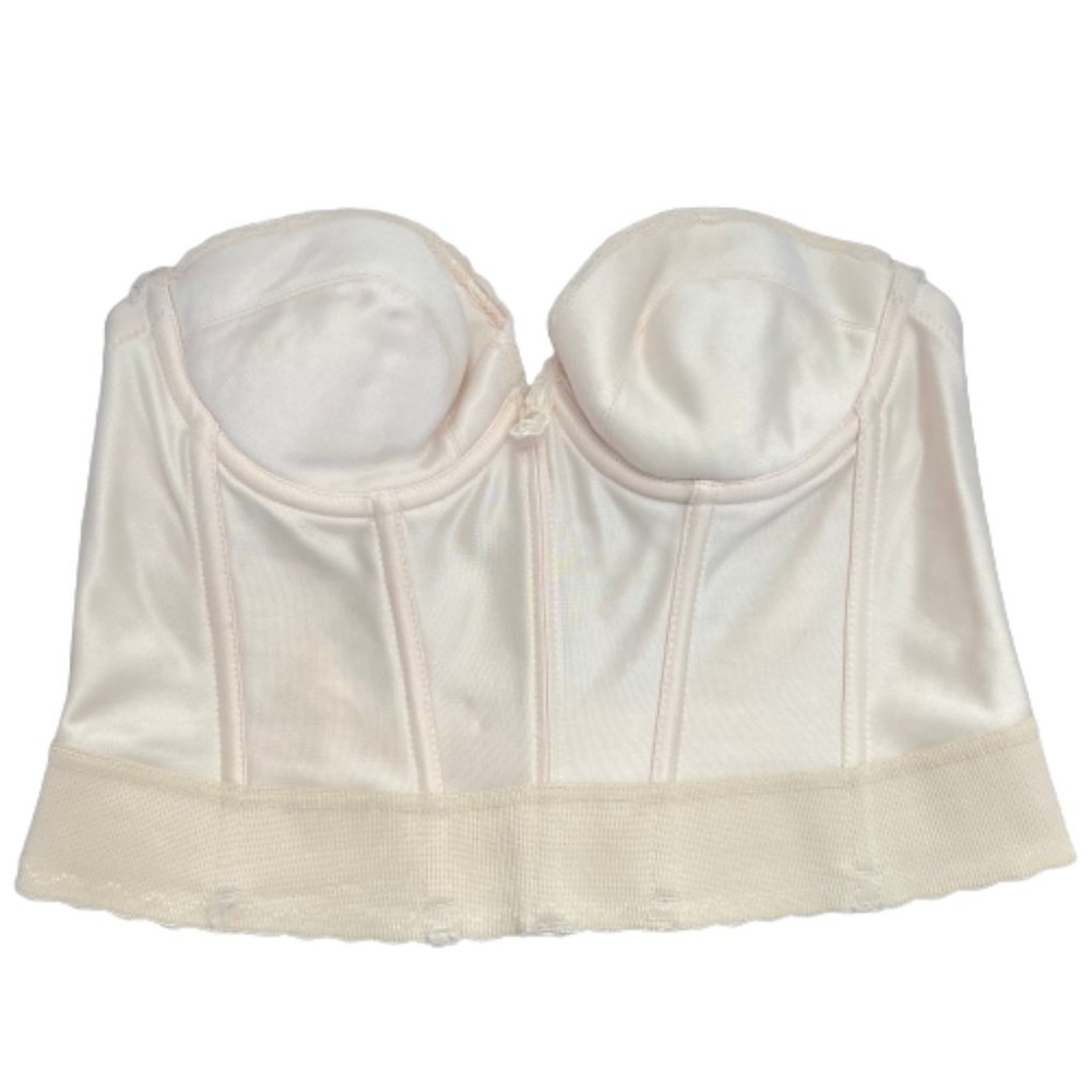 Vintage Deadstock 1960-70 Union Made Cream Corset Boned Bustier NEW Size 36B